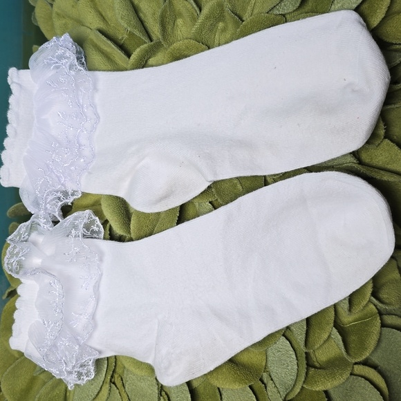 Lace Ruffle Frilly Socks for Women, Lace Ankle Socks with Double Layer Lace - - Picture 6 of 8